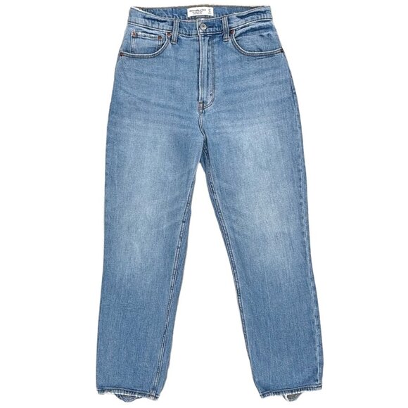 Abercrombie & Fitch The Ankle Straight Ultra High Rise in Light Wash Denim Sz 27 - Picture 2 of 15